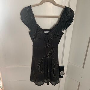 Urban Outfitters Black & Brown Striped Mini Dress